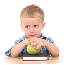 Toddler with apple image